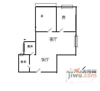 昌岗东电信大厦3室2厅1卫98㎡户型图