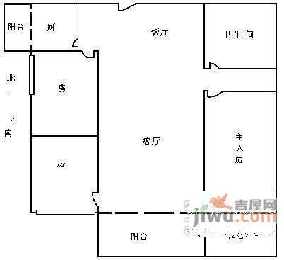 雍雅园3室1厅1卫115㎡户型图