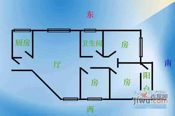 淘金花园3室1厅1卫118㎡户型图