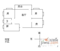 冠军小区3室2厅1卫109㎡户型图