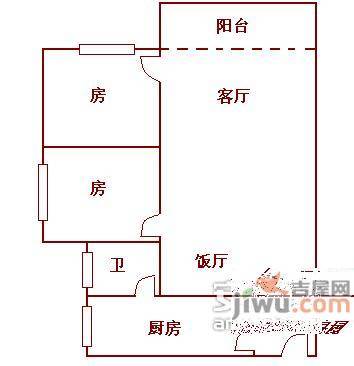 冠军小区2室2厅1卫89㎡户型图