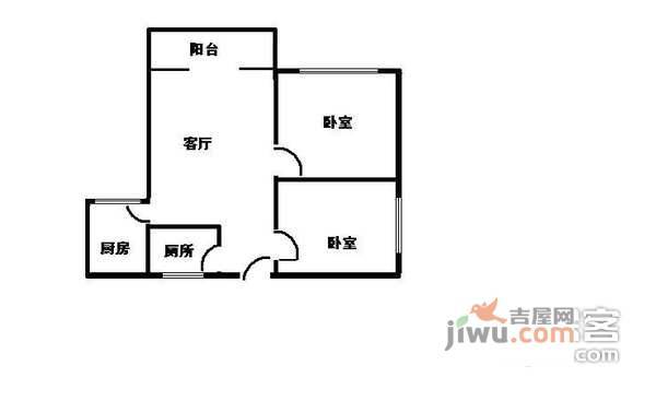 冠军小区2室1厅1卫75㎡户型图