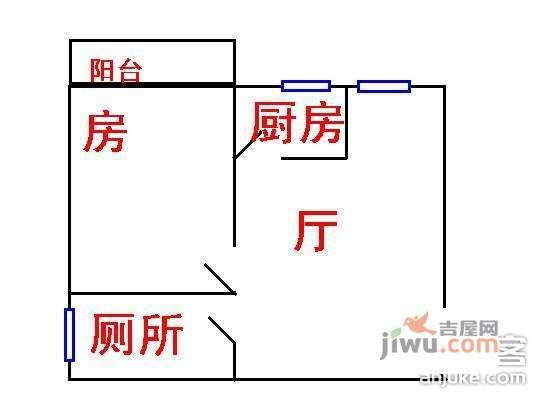 加怡大厦1室1厅1卫57㎡户型图