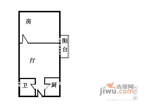 建设三马路小区1室1厅1卫28㎡户型图