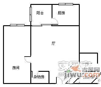 五羊华轩1室1厅1卫59㎡户型图