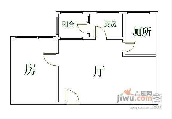 五羊华轩1室1厅1卫59㎡户型图