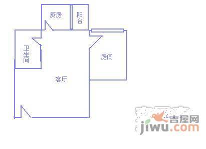 五羊华轩1室1厅1卫59㎡户型图