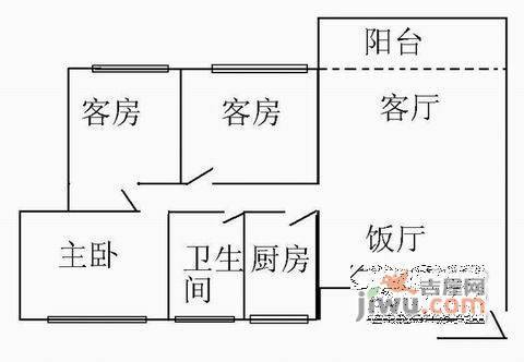 华景新城3室2厅1卫110㎡户型图