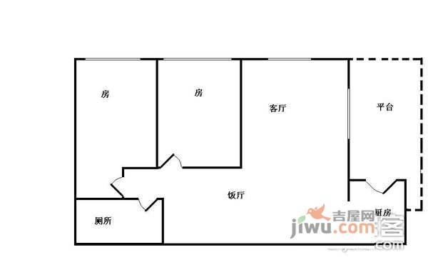 春暧花园2室2厅1卫80㎡户型图