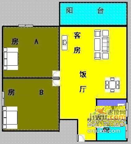 春暧花园2室1厅1卫56㎡户型图