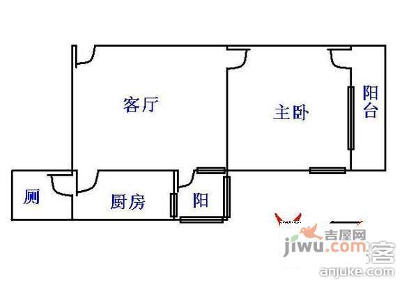 春暧花园1室1厅1卫户型图