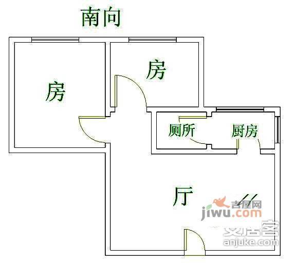 明月二巷2室1厅1卫66㎡户型图