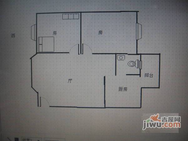 明月二巷2室1厅1卫66㎡户型图