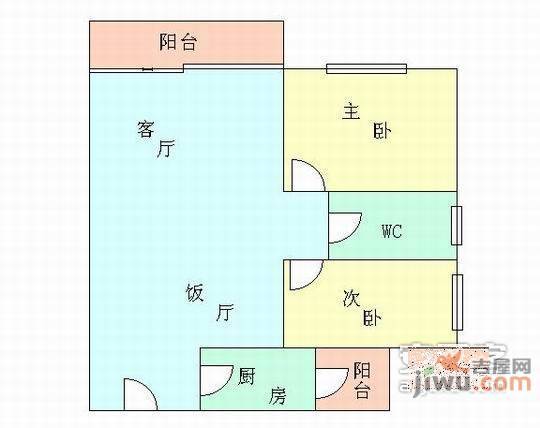 小康人家2室1厅1卫87㎡户型图