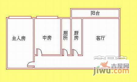 江南美景花园2室2厅1卫69㎡户型图