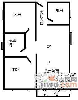 天河广场2室1厅1卫77㎡户型图