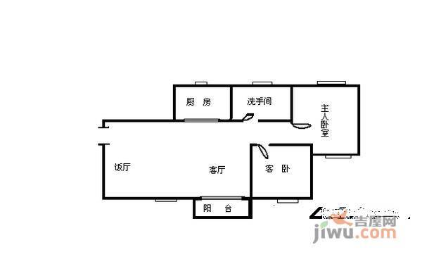 天河广场2室2厅1卫81㎡户型图