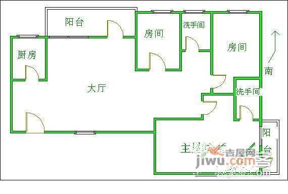 天河广场3室2厅2卫108㎡户型图