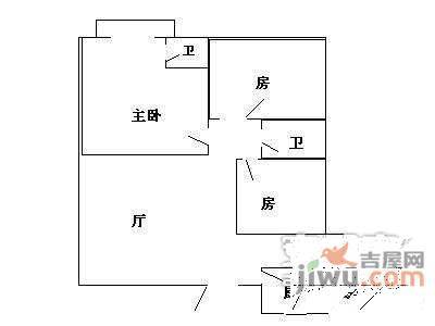 天河广场3室1厅2卫107㎡户型图