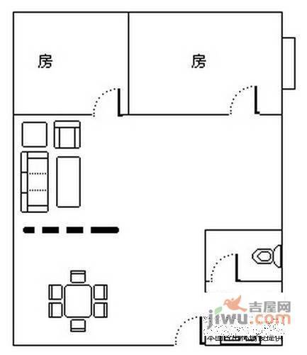 倚龙华轩贤人阁2室2厅1卫92㎡户型图