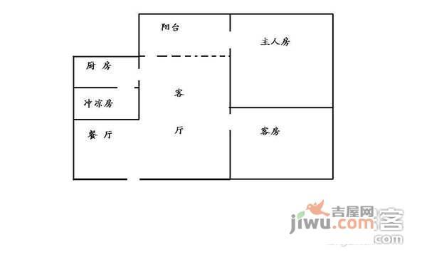 金迪城市花园2室1厅1卫63㎡户型图