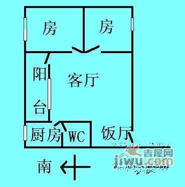 金迪城市花园2室1厅1卫63㎡户型图