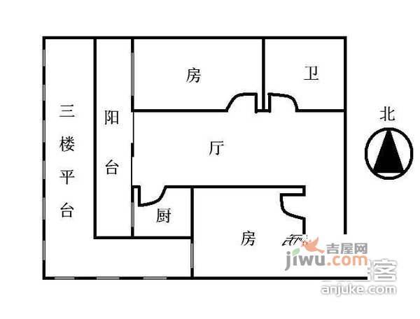 金迪城市花园2室1厅1卫63㎡户型图