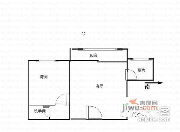 金迪城市花园1室1厅1卫53㎡户型图