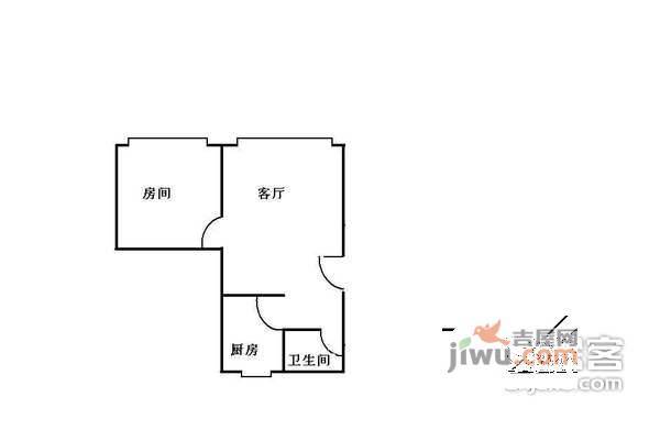 金迪城市花园1室1厅1卫53㎡户型图