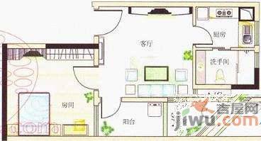 芳满庭园1室1厅1卫50㎡户型图