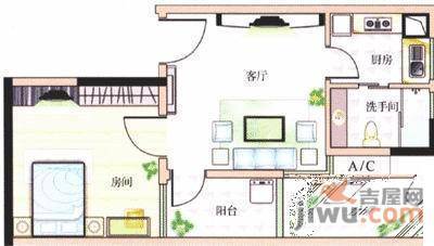 芳满庭园1室1厅1卫50㎡户型图