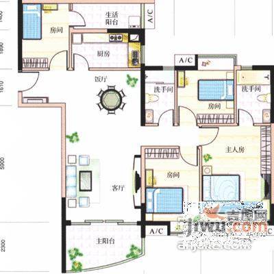 芳满庭园4室2厅2卫127㎡户型图