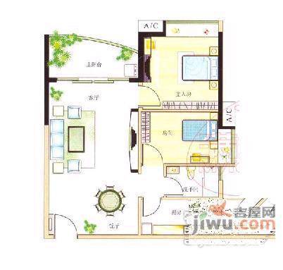 芳满庭园2室1厅1卫73㎡户型图