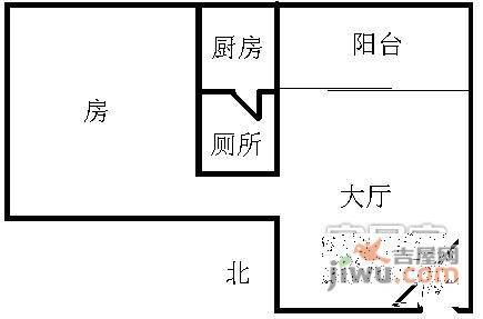 金影花园1室1厅1卫36㎡户型图