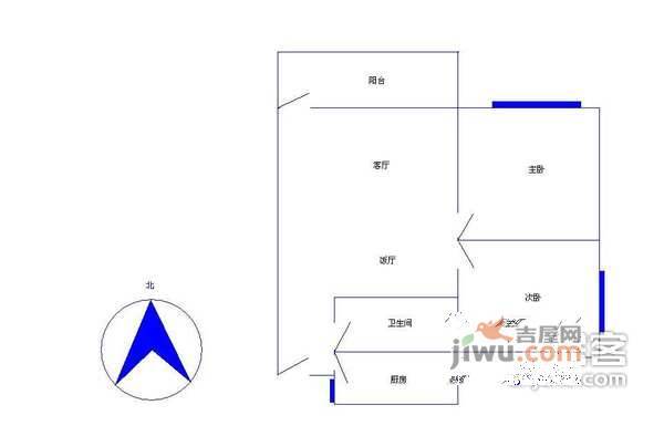 金影花园2室2厅1卫66㎡户型图