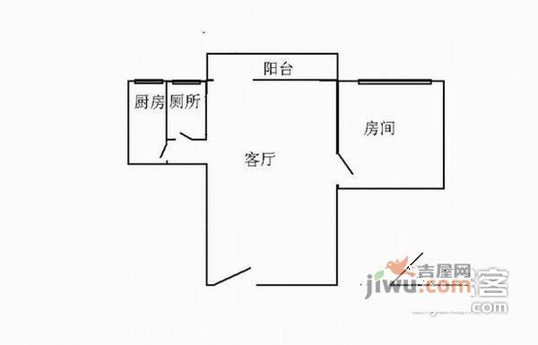 金影花园1室1厅1卫36㎡户型图