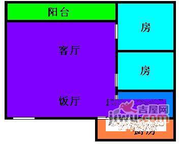 金影花园2室2厅1卫66㎡户型图