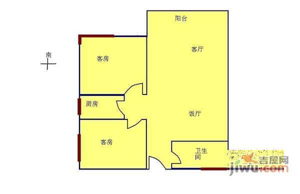 金影花园2室1厅1卫户型图