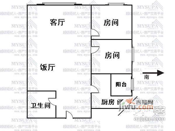 东鸣轩2室1厅1卫73㎡户型图