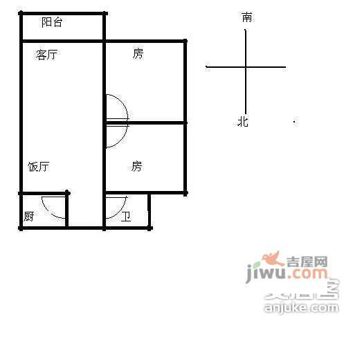 天惠家园2室2厅1卫78㎡户型图