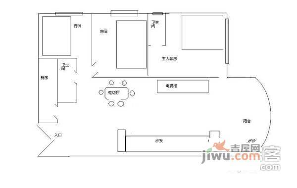 云裳丽影3室2厅1卫113㎡户型图