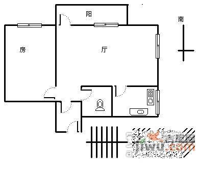 飞鹅西小区1室1厅1卫49㎡户型图