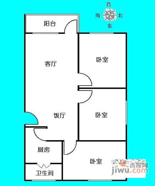 海都轩3室2厅1卫94㎡户型图