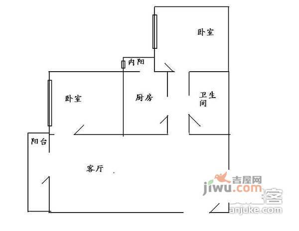 东璟花园2室1厅1卫81㎡户型图