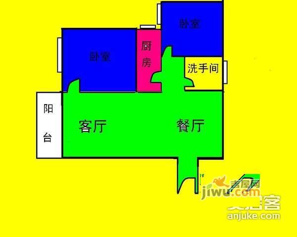 东璟花园2室2厅1卫80㎡户型图