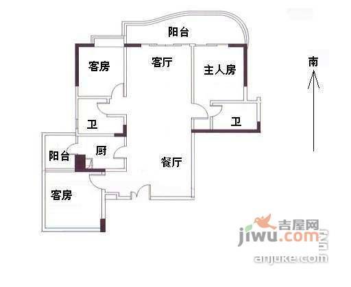 东璟花园3室2厅2卫126㎡户型图