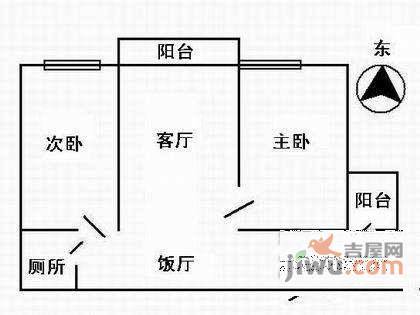 东璟花园2室2厅1卫80㎡户型图