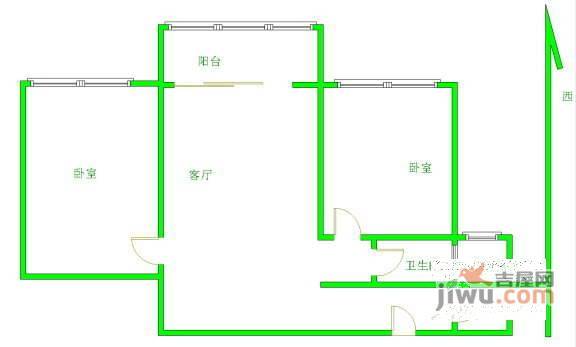 东璟花园2室1厅1卫81㎡户型图