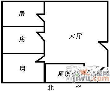 鸿运花园3室2厅1卫116㎡户型图