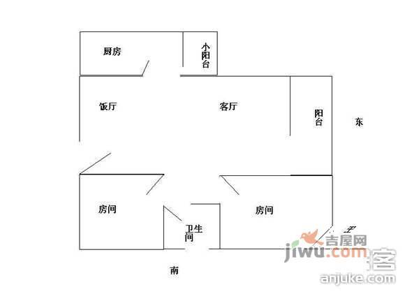 丽园雅庭2室2厅1卫86㎡户型图